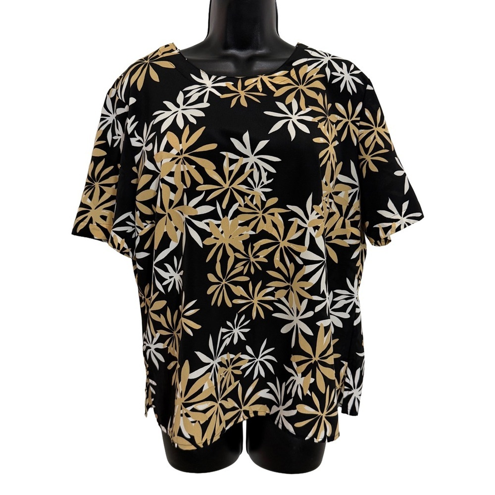 Floral Black and Gold Women’s Blouse - Picture 3 of 7
